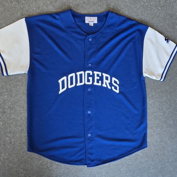 Vintage 90's Starter Men's Blue and White Los Angeles Dodgers Jersey XL - Picture 1 of 11